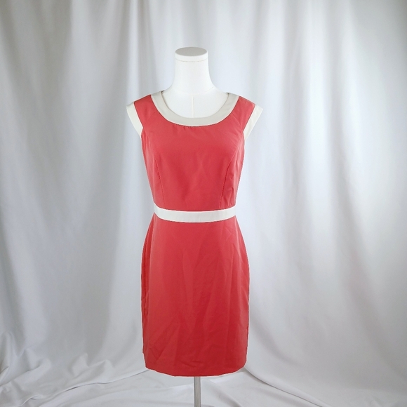 The Limited Coral Contrast Sheath Dress 2P Sleeveless Knee-Length Tailored Trim - Picture 1 of 5